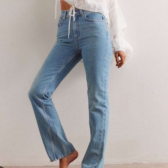 Free People We the Free Xena Slim Straight Jeans Union Blue - Picture 1 of 6